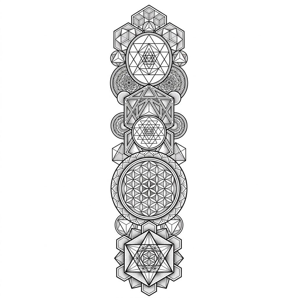 idée tatouage bras manche géométrique
