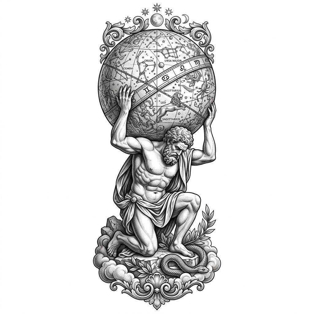 idée tatouage bras atlas mythologique