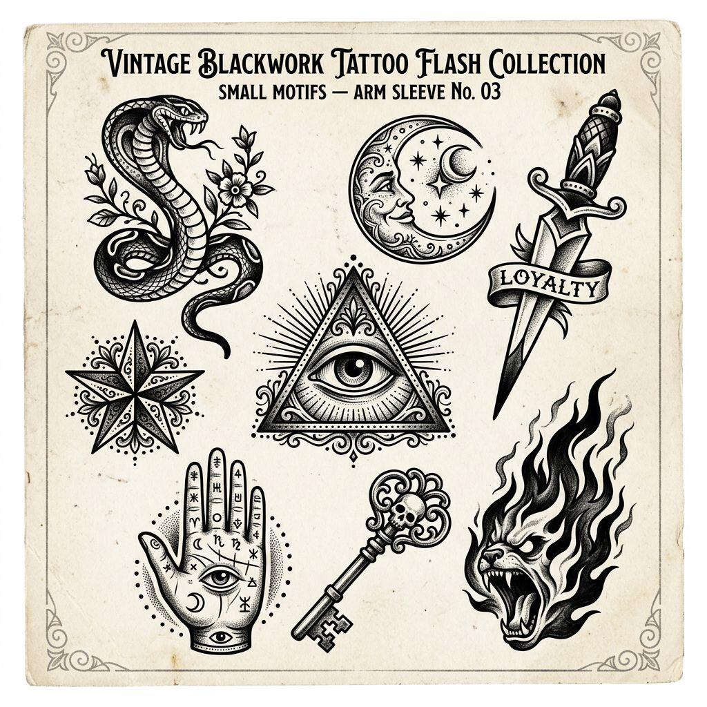 idée tatouage bras patchwork sleeve flash