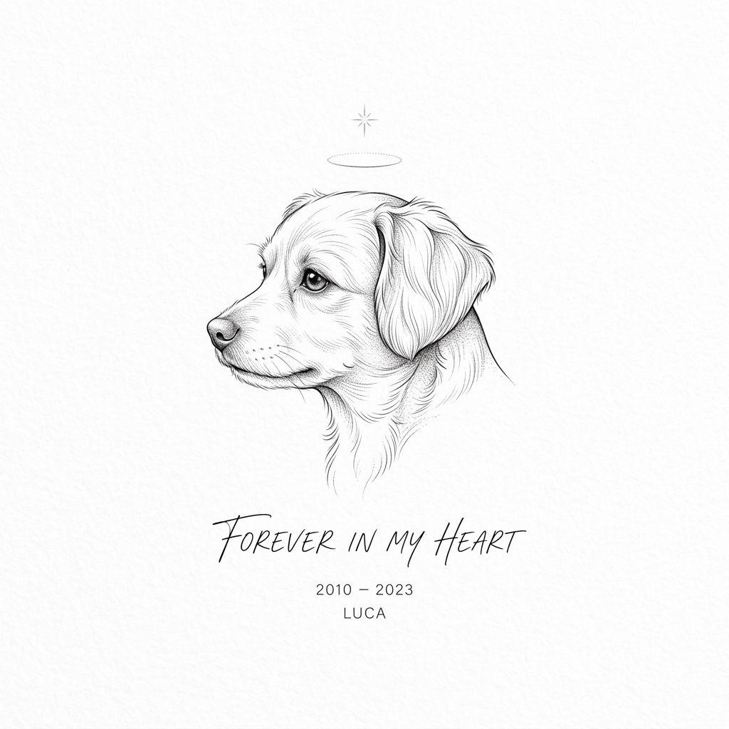idée tatouage chien portrait fine line