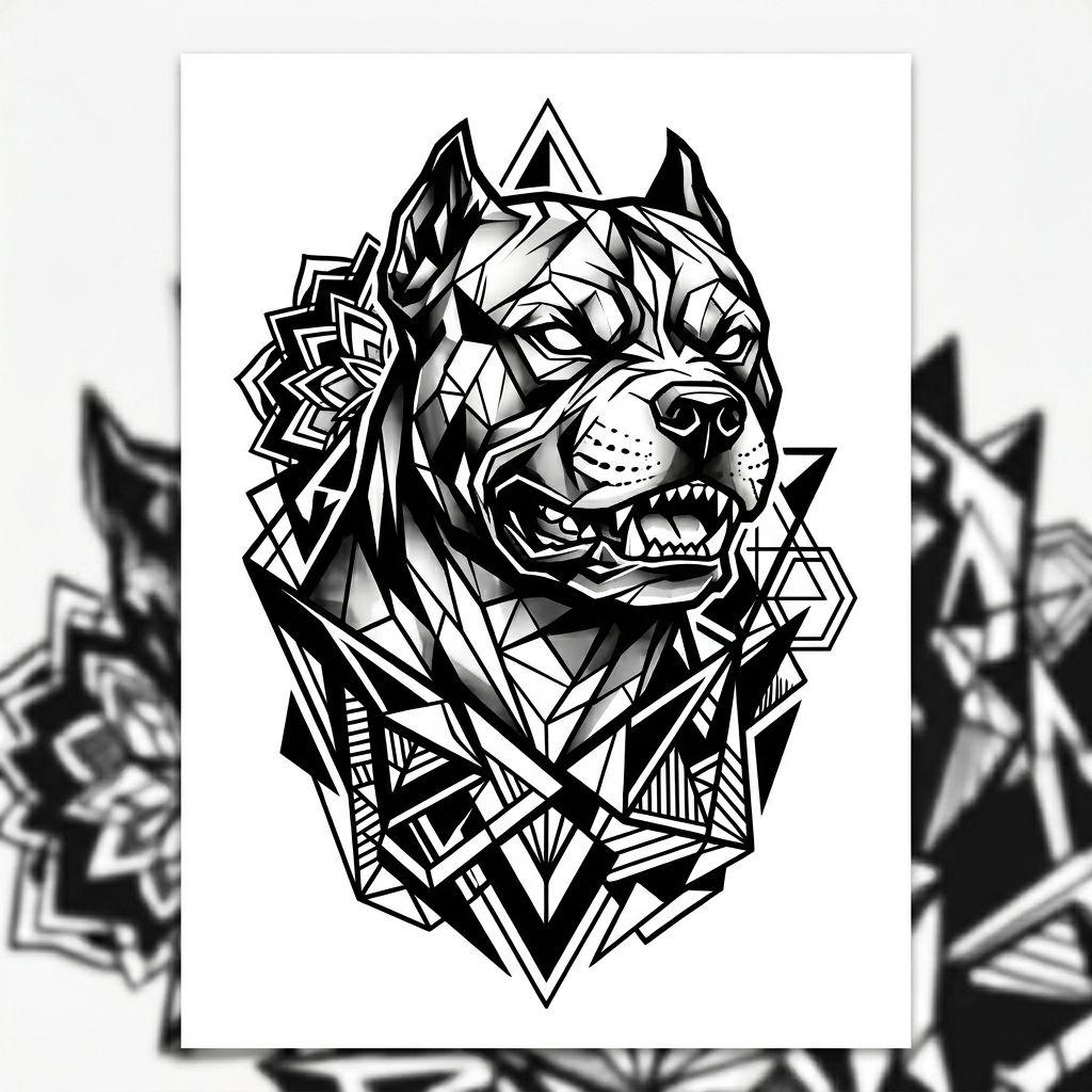 idée tatouage chien tête de chien blackwork