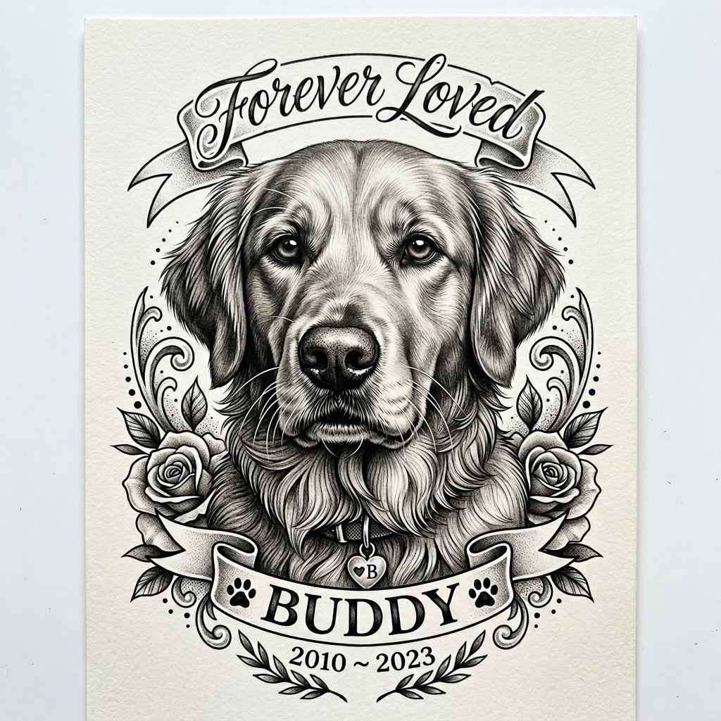 idée tatouage chien portrait réaliste chien