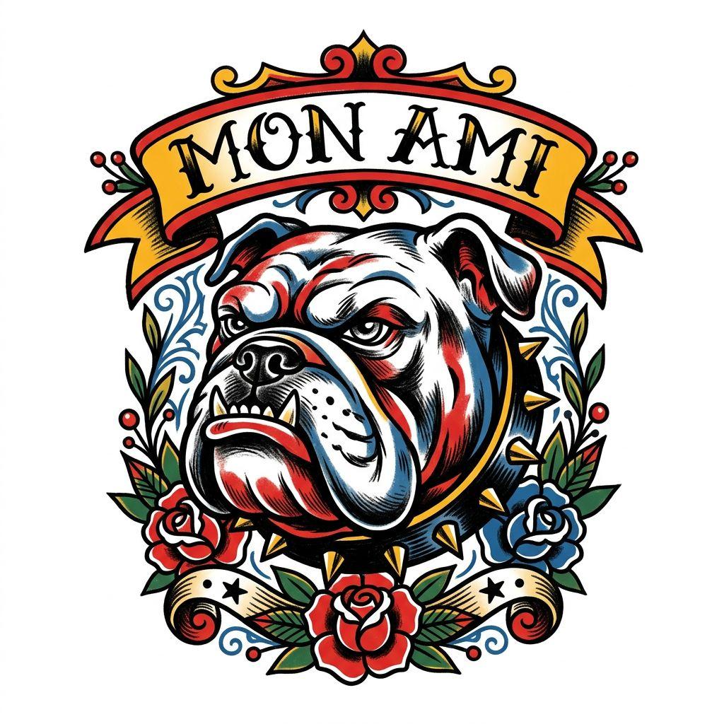idée tatouage chien chien old school