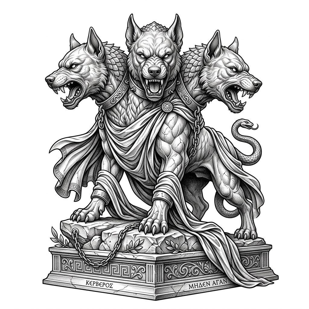 idée tatouage chien cerbère mythologique