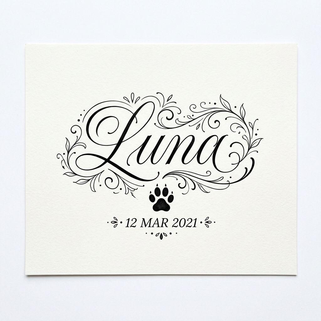 idée tatouage chien lettrage prénom chien