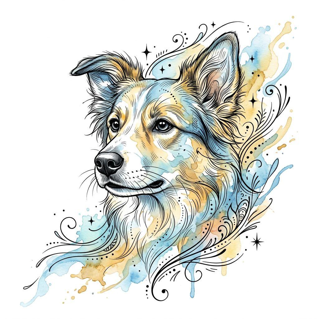 idée tatouage chien chien aquarelle