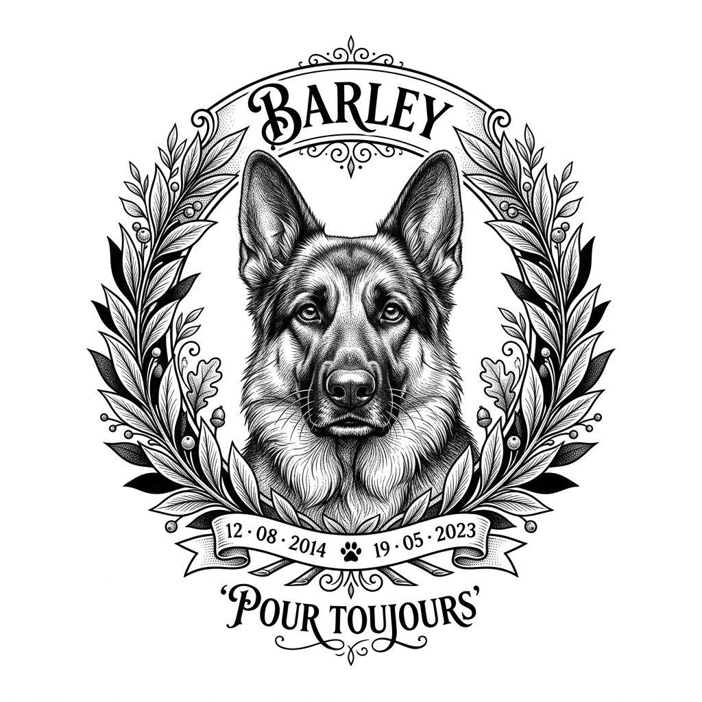 idée tatouage chien chien premium illustratif