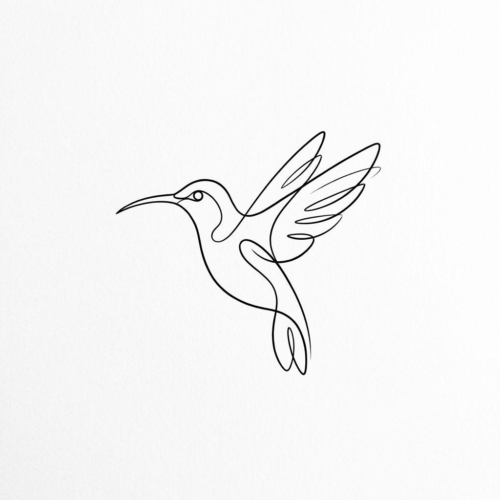 idée tatouage colibri colibri minimaliste trait, design sur fond blanc