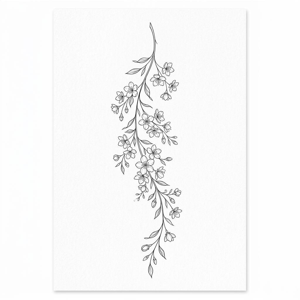 idée tatouage cou femme branche fleurie