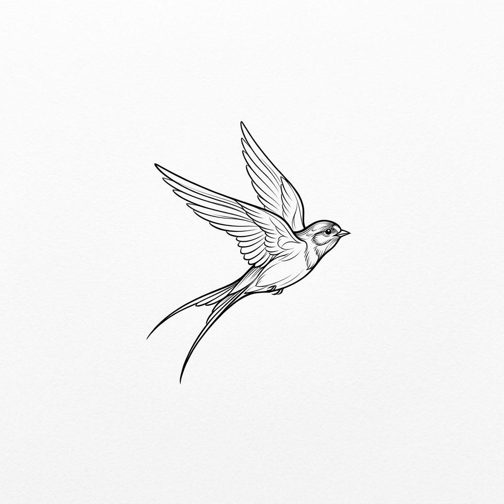idée tatouage cou femme hirondelle délicate
