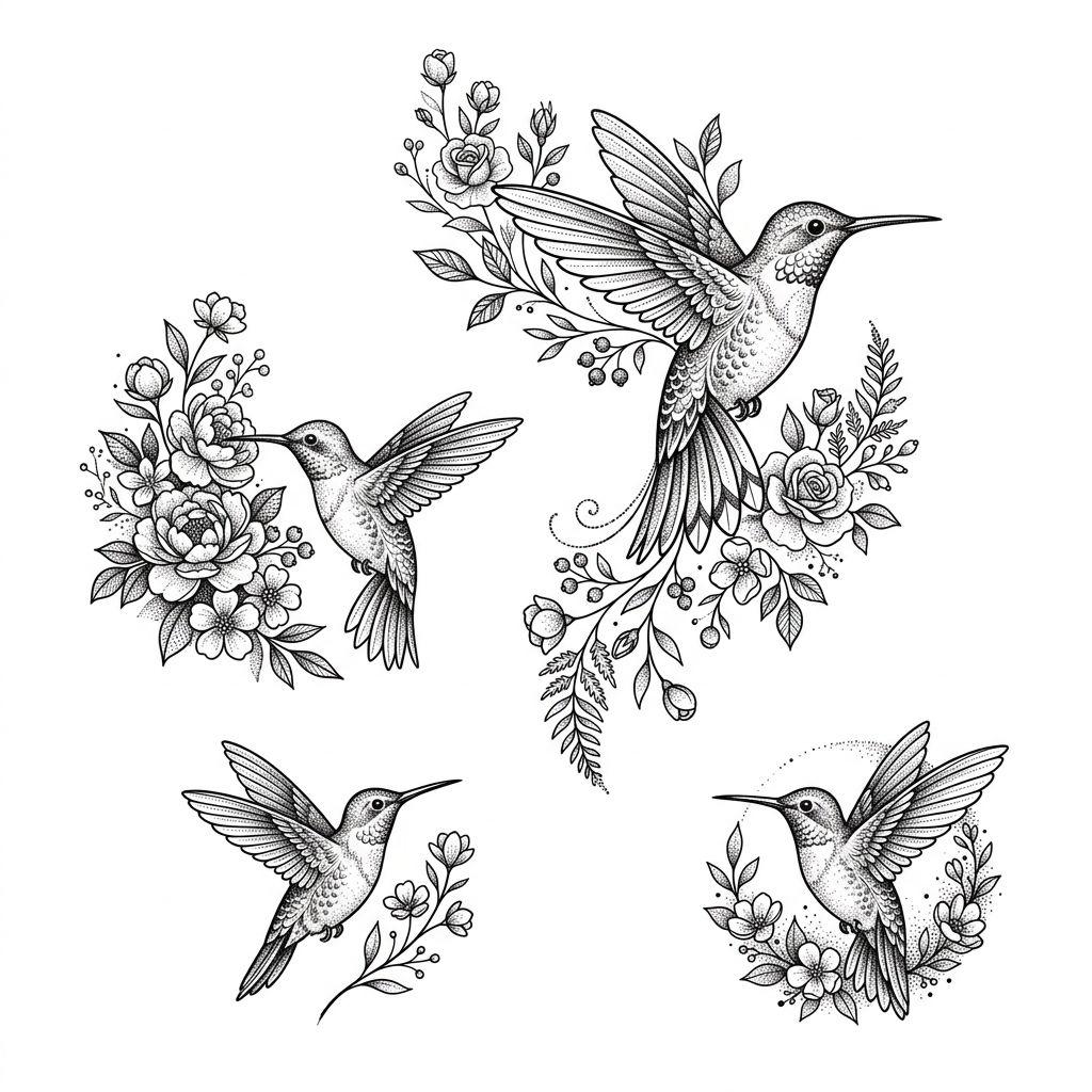 idée tatouage cou femme colibri premium
