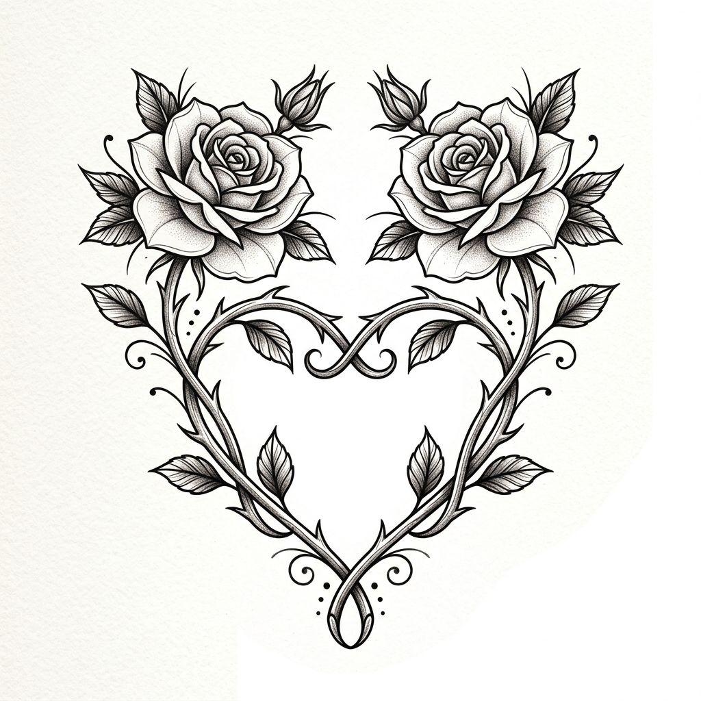 idée tatouage couple roses entrelacées