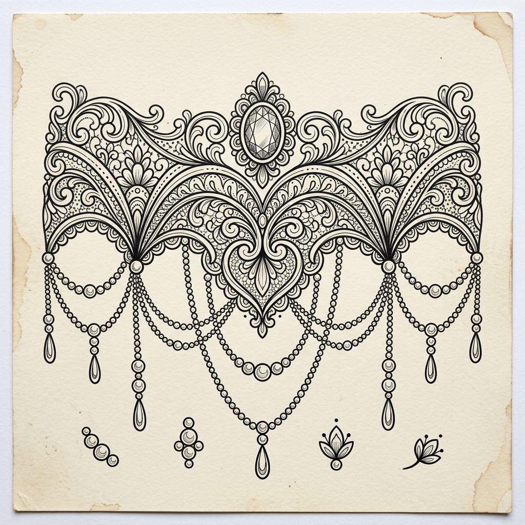 idée tatouage cuisse femme jarretière ornementale