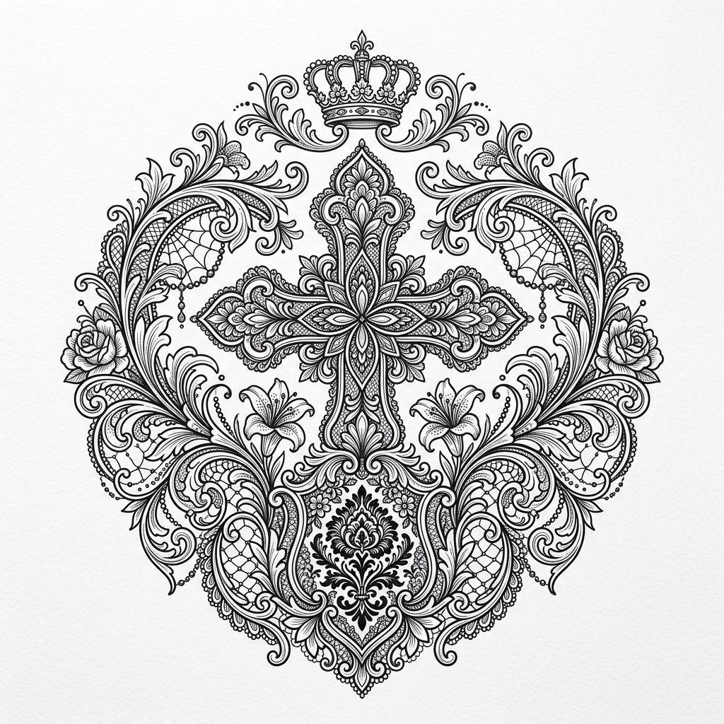 idée tatouage cuisse femme ornemental dentelle