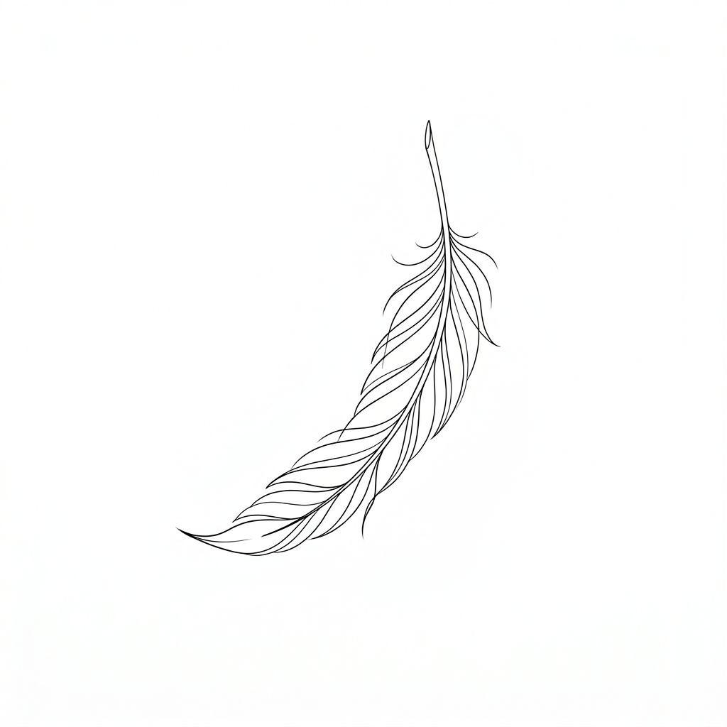 idée tatouage deuil plume minimaliste