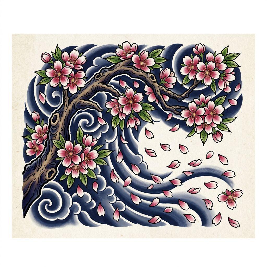 idée tatouage deuil cerisier japonais