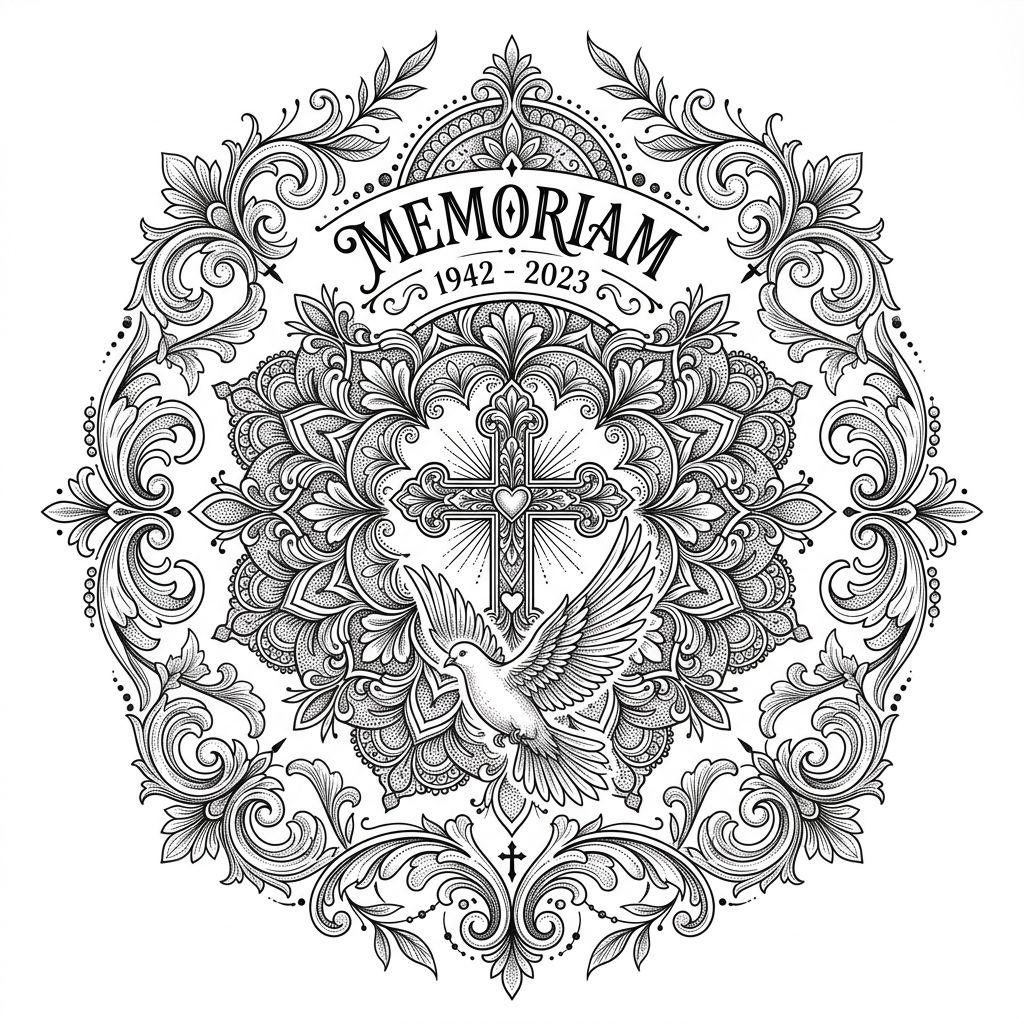 idée tatouage deuil mandala mémorial ornemental