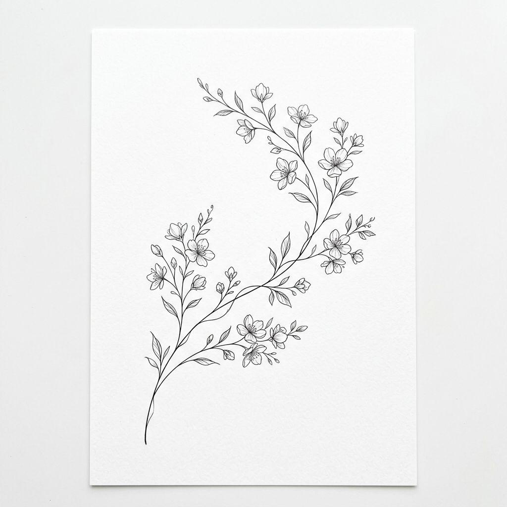 idée tatouage discret femme branche fine cheville