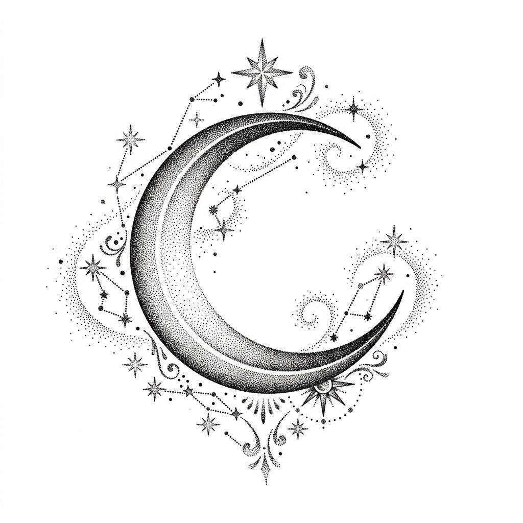 idée tatouage discret femme lune sur la nuque
