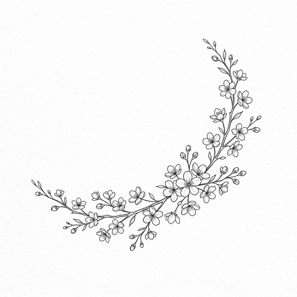 idée tatouage épaule femme branche fleurie epaule, design sur fond blanc