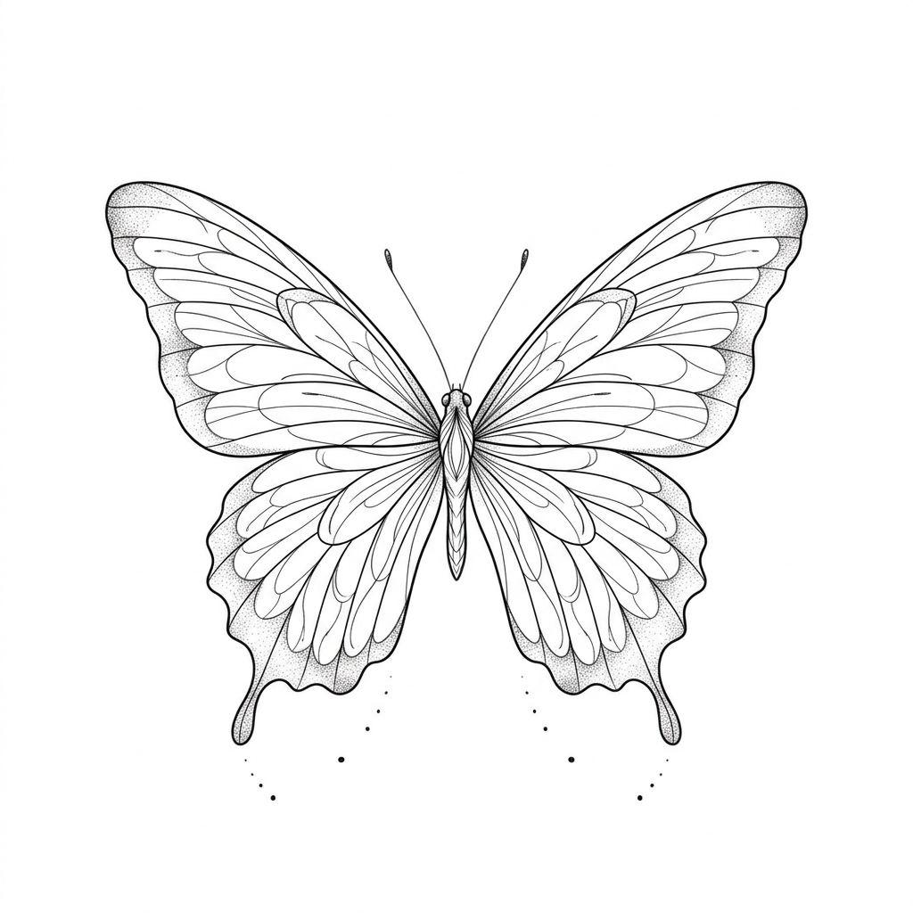 idée tatouage épaule femme papillon fine line, design sur fond blanc
