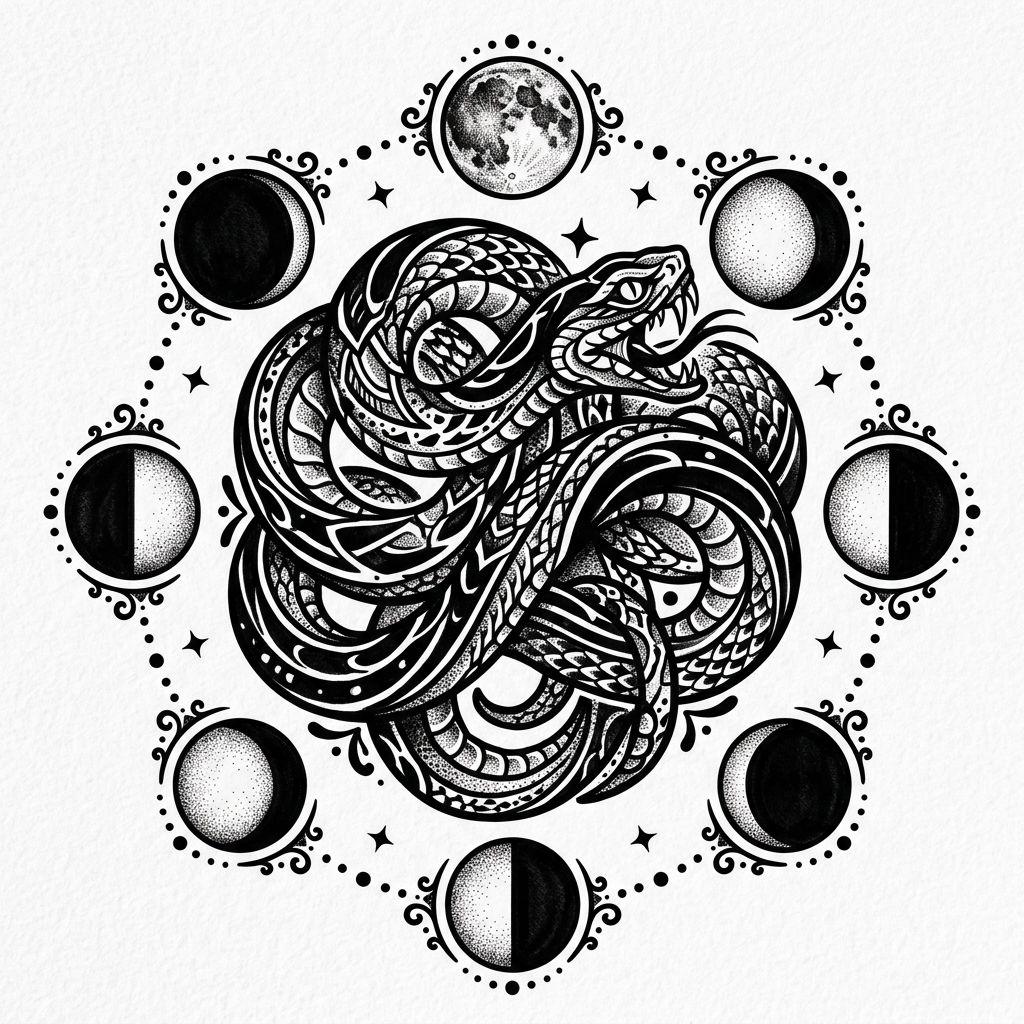 idée tatouage femme serpent blackwork