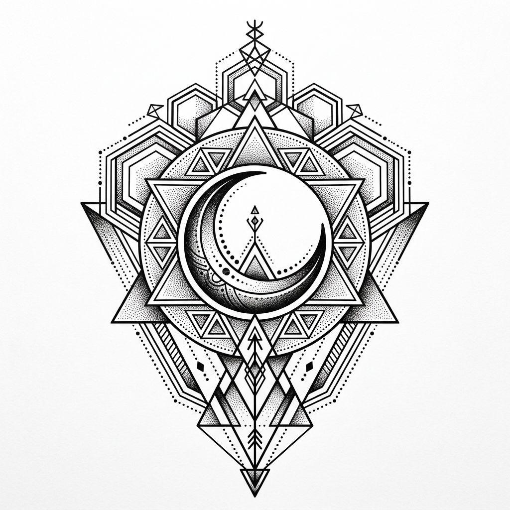 idée tatouage femme lune géométrique