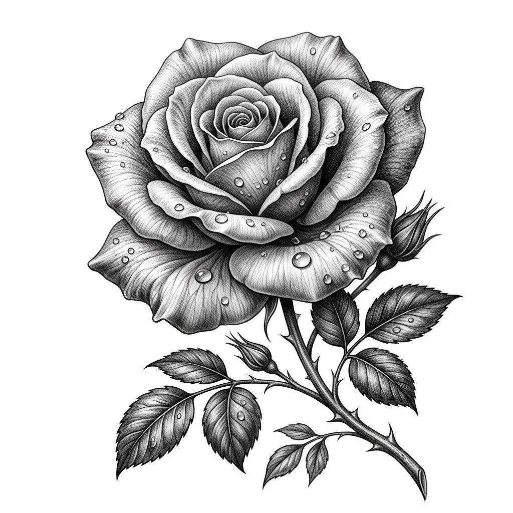 idée tatouage femme rose réaliste