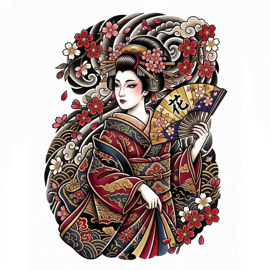 idée tatouage femme geisha japonaise