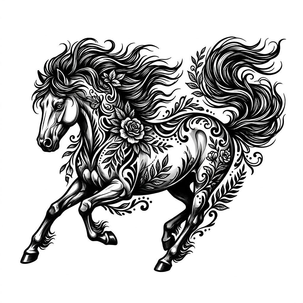 idée tatouage femme cheval sauvage