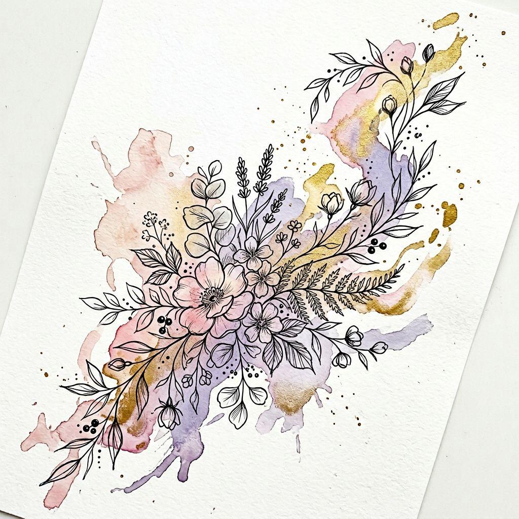 idée tatouage femme aquarelle abstraite