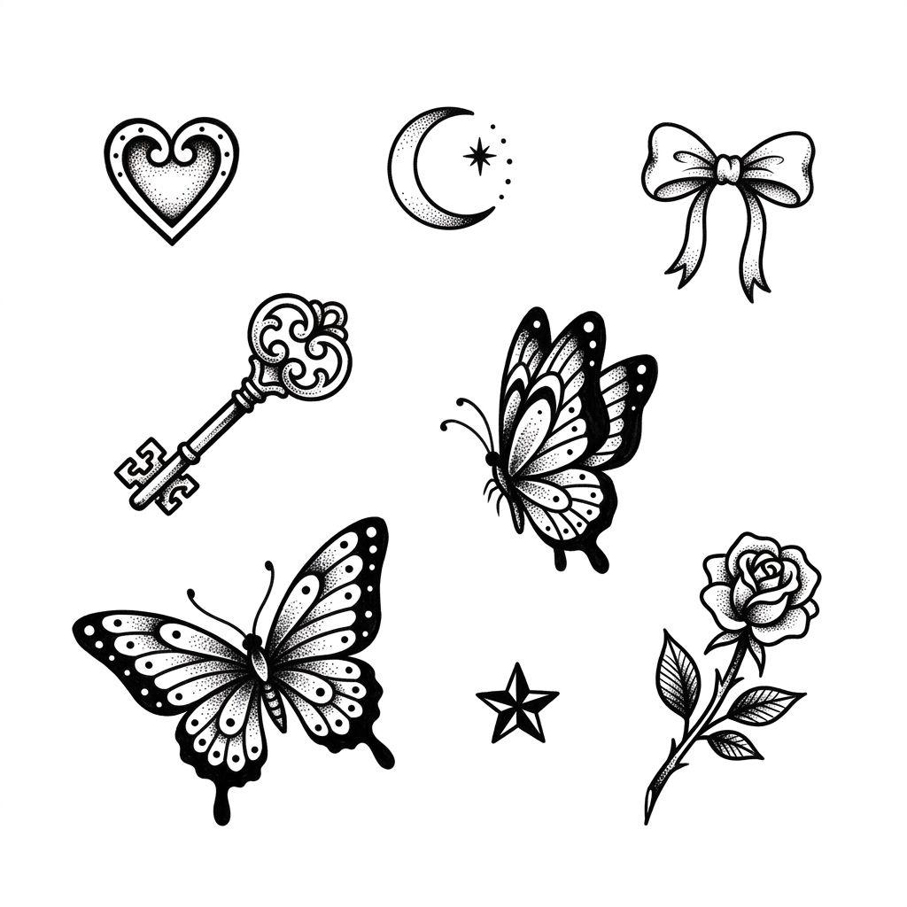 idée tatouage femme patchwork flash féminin
