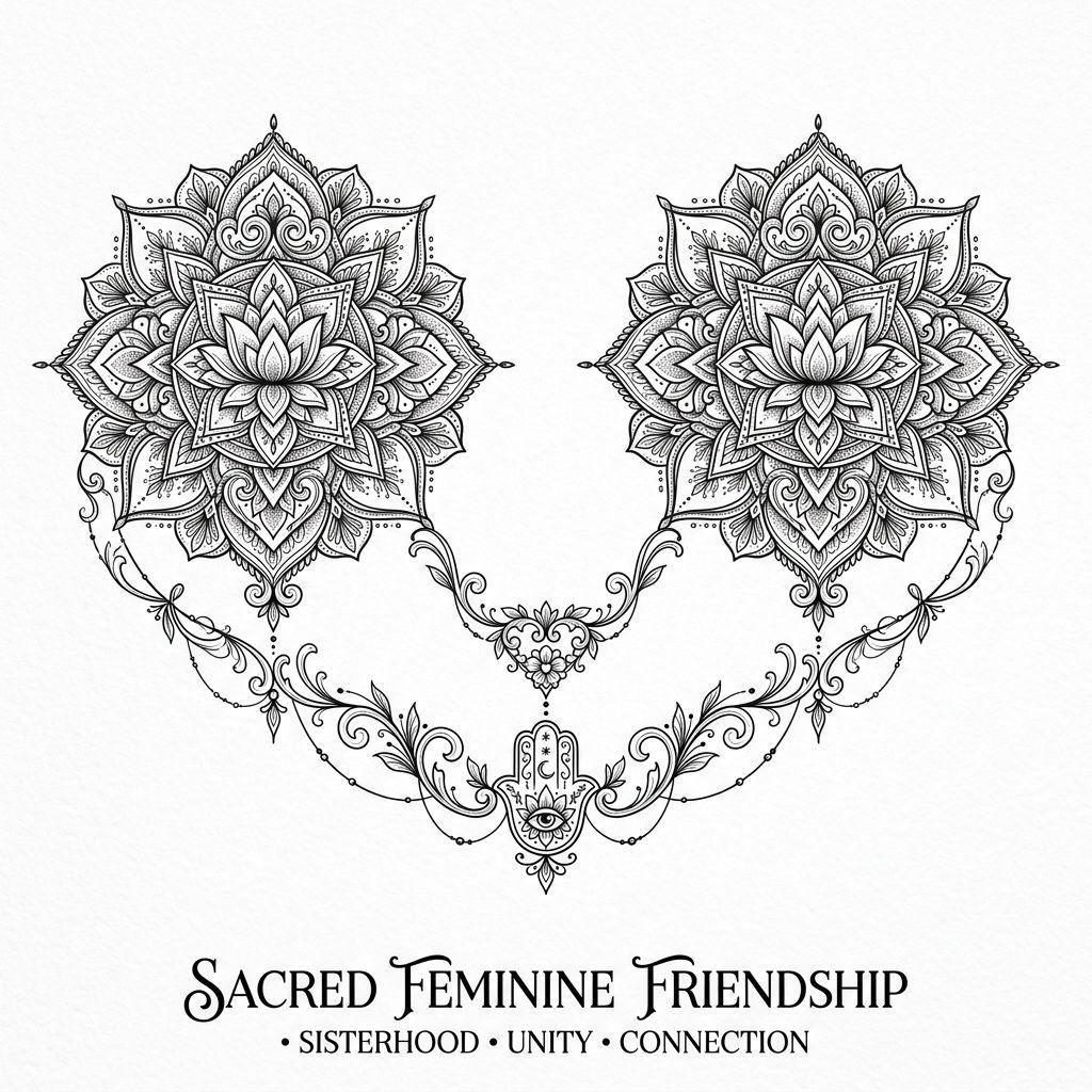 idée tatouage meilleure amie mandalas miroirs ornemental