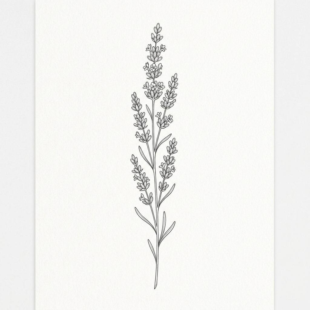 idée tatouage nuque femme tige botanique verticale, design sur fond blanc