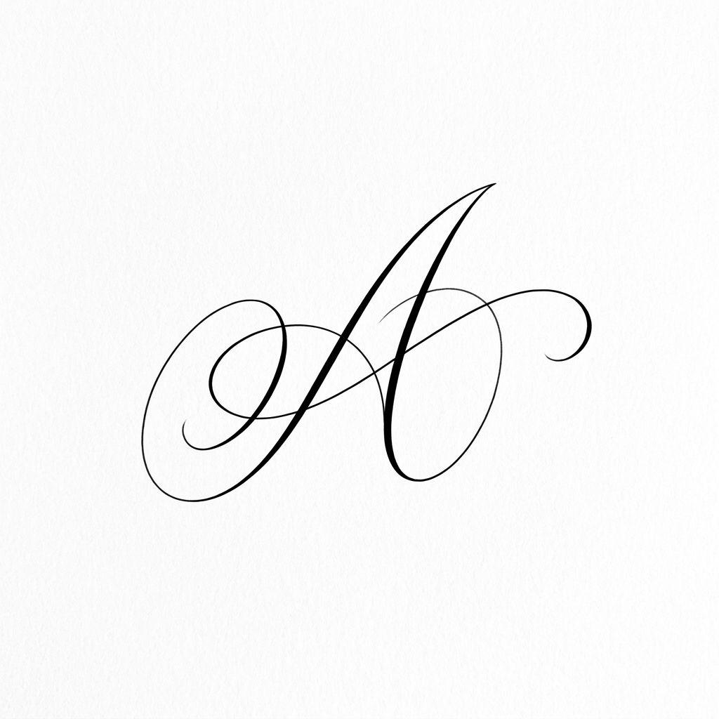 idée tatouage nuque femme initiale calligraphiee, design sur fond blanc