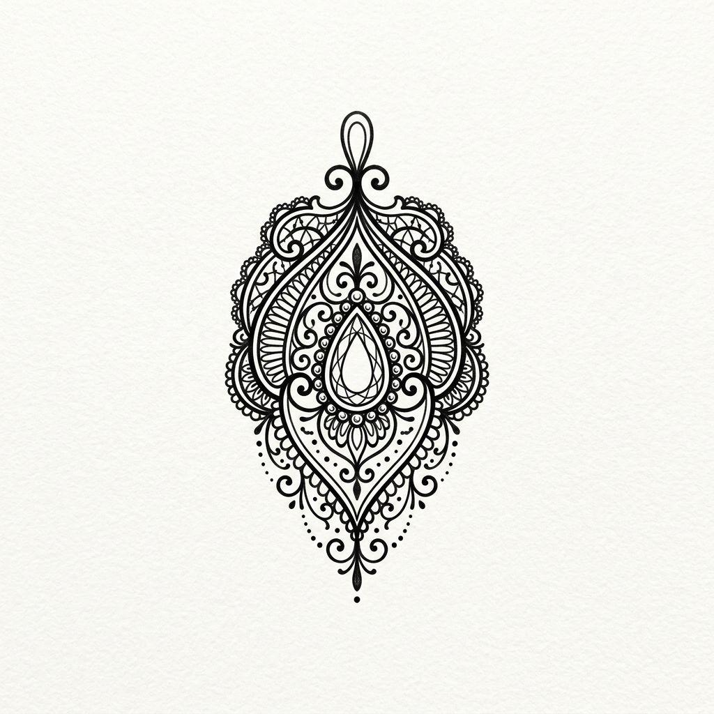 idée tatouage nuque femme ornement gothique dentelle, design sur fond blanc