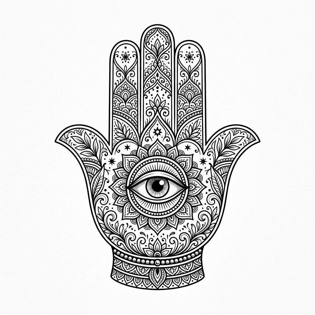 idée tatouage oeil oeil dans une main, design sur fond blanc