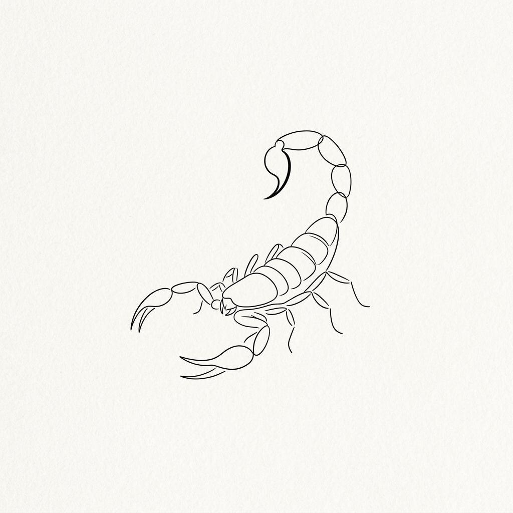 idée tatouage scorpion scorpion fine line, design sur fond blanc