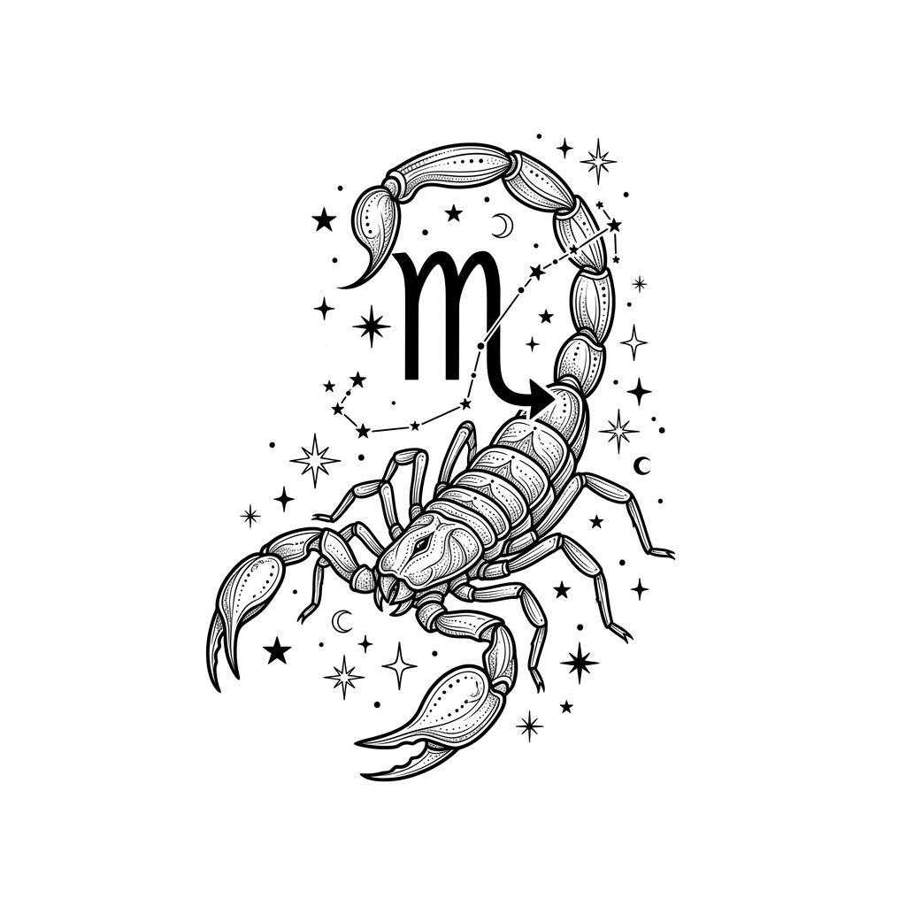 idée tatouage scorpion signe astrologique scorpion, design sur fond blanc