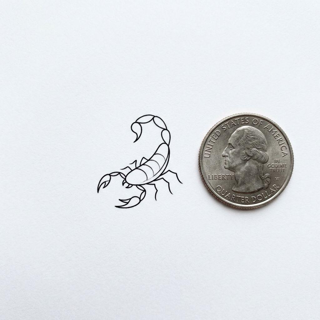 idée tatouage scorpion scorpion micro discret, design sur fond blanc