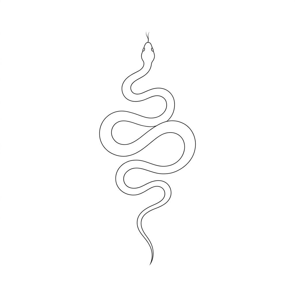 idée tatouage serpent serpent fine line ondulant, design sur fond blanc