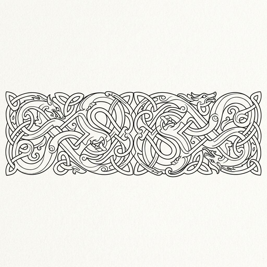 idée tatouage viking bande entrelacs nordiques, design sur fond blanc