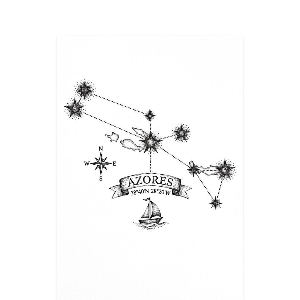 idée tatouage voyage constellation dotwork