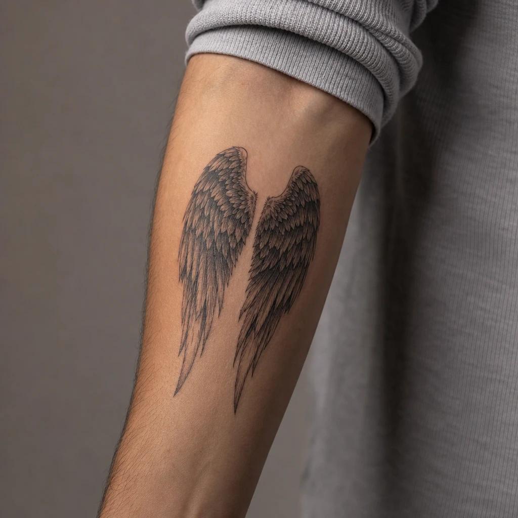 idée tatouage ange ailes seules dans le dos, photo réaliste sur peau