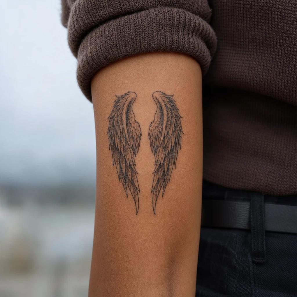 idée tatouage ange ailes seules dans le dos, photo réaliste sur peau