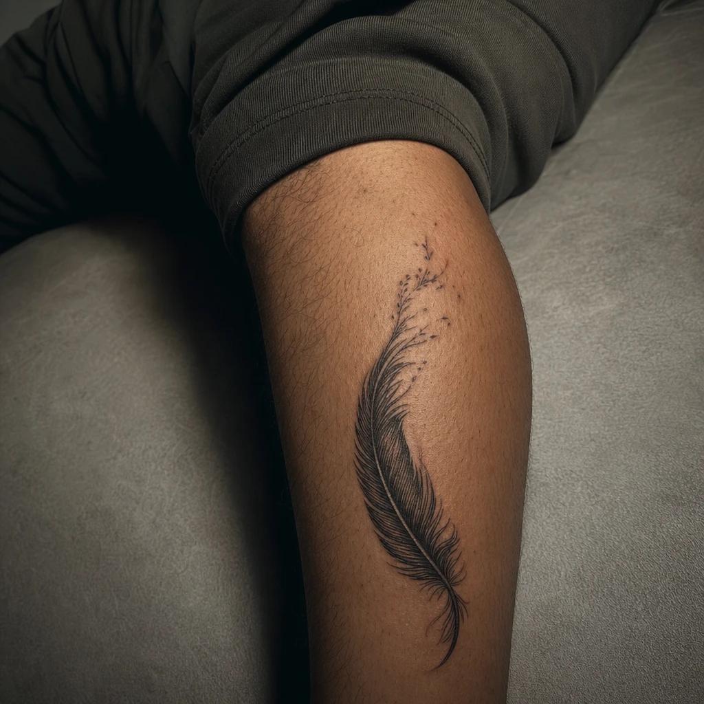 idée tatouage ange plume d ange qui tombe, photo réaliste sur peau