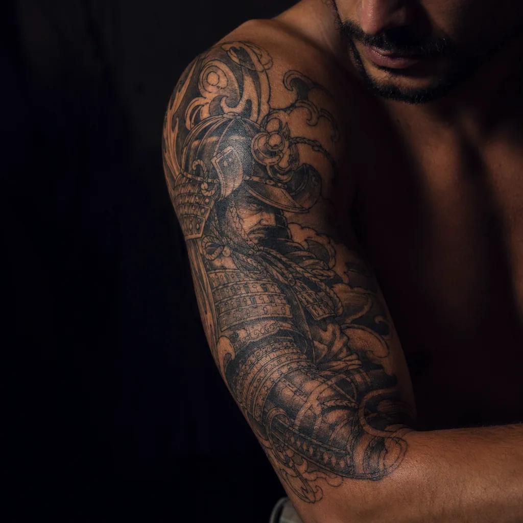 idée tatouage bras homme samouraï japonais