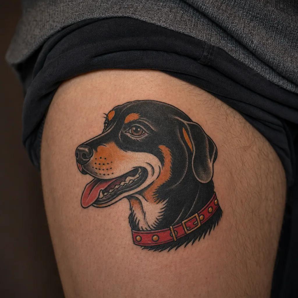 idée tatouage chien chien old school