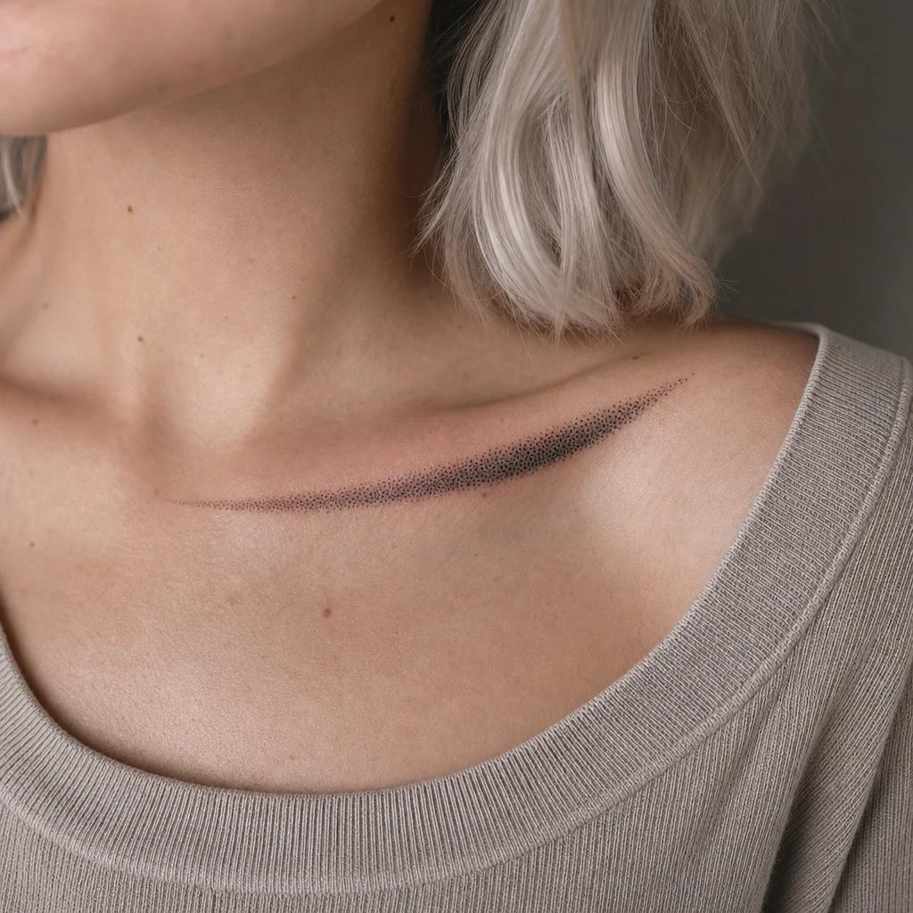 idée tatouage clavicule femme dotwork degrade claviculaire, photo réaliste sur peau