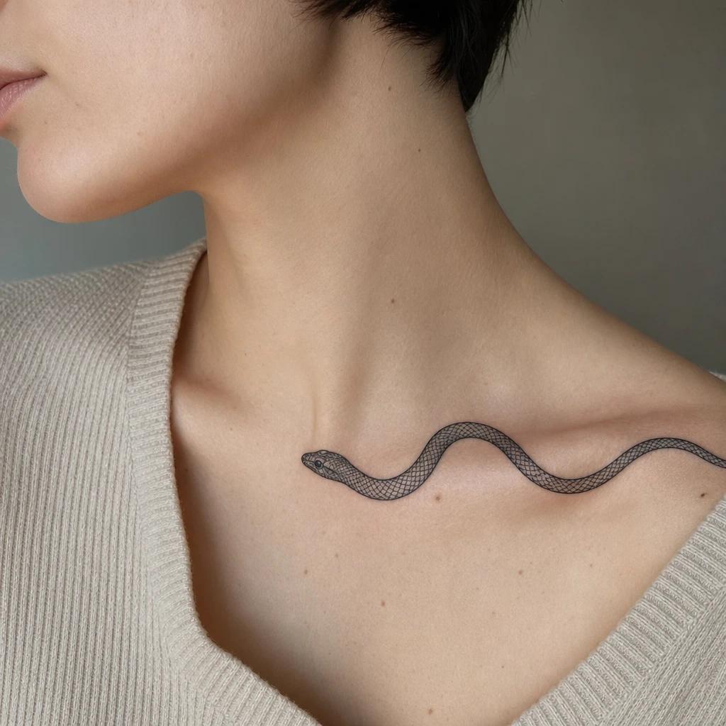 Idée tatouage clavicule femme, photo sur peau